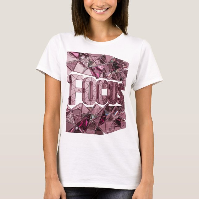T-shirt Conception de déclaration rose icônique FOCUS (Devant)