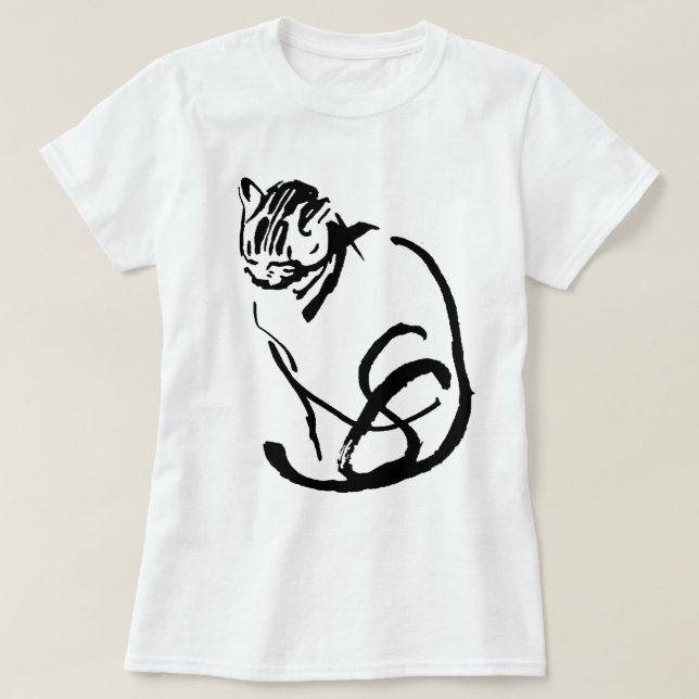 T-shirt Conception de dessin de brosse de chat siamois (Design devant)
