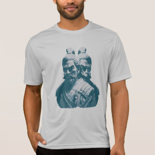 T-shirt Conception de deux statues de samouraï japonais
