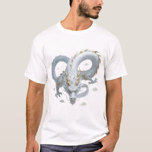 T-shirt Conception de fantasy artistique de dragon en or b