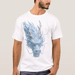 T-shirt Conception de fantasy d'art du dragon bleu clair c