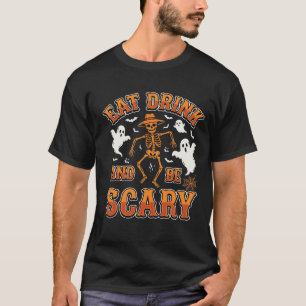 T-shirt Conception de fantôme effrayant pour manger et boi