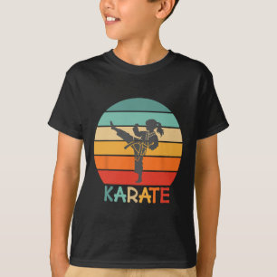 T-shirt Conception de fille de karaté Rétro Sunset avec en