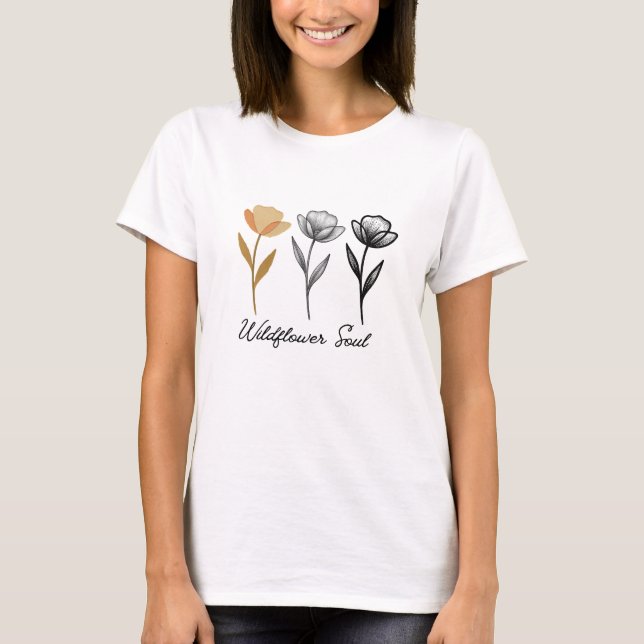 T-shirt Conception de fleurs sauvages tendance (Devant)