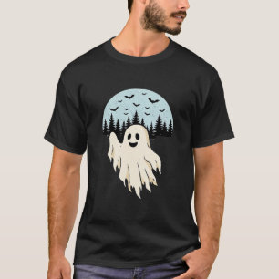 T-shirt Conception de forêt de lune de fantôme d'Halloween