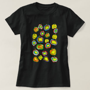 T-shirt Conception de fruit d'aquarelle pomme funky