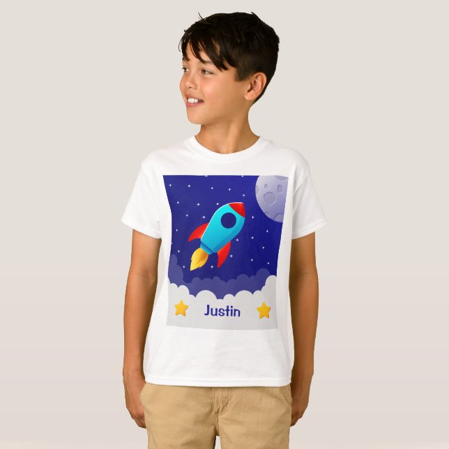 T-shirt Conception de fusée d'aventure spatiale (Devant entier)