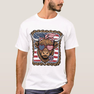 T-shirt Conception de gravure vintage de vache des Highlan