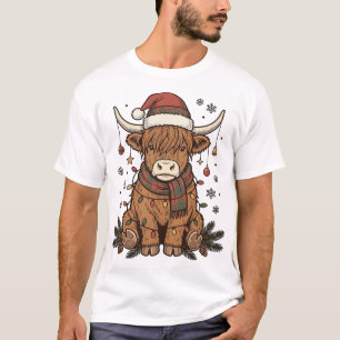 T-shirt Conception de gravure vintage de vache des Highlan