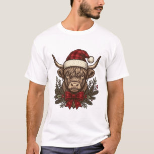 T-shirt Conception de gravure vintage de vache des Highlan