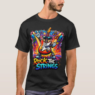 T-shirt Conception de guitare de dessin animé Rock The Str