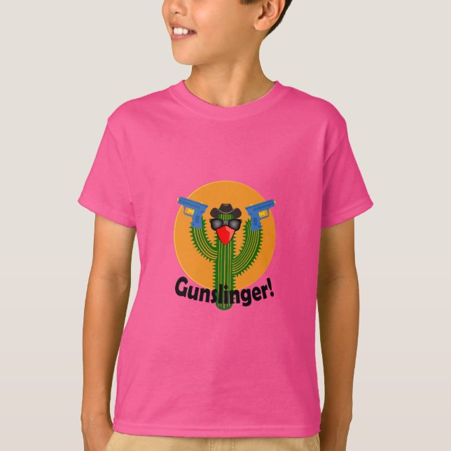 T-shirt Conception de gunslinger Cactus - Hanes pour enfan (Devant)