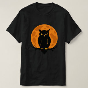 T-shirt Conception de Halloween Black Owl & Full Moon