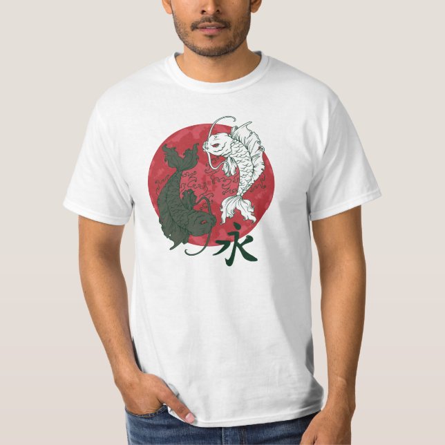 T-shirt Conception de Japonais Koi Karp Yin et de Yang (Devant)