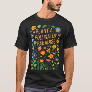 T-shirt Conception de jardin de pollinisateurs Fleurs sauv