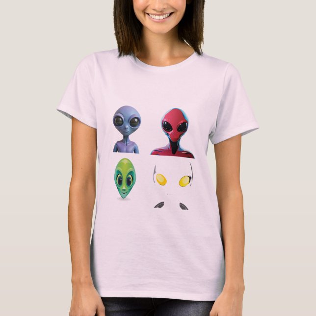 T-shirt Conception de la face Alien 3D unique (Devant)