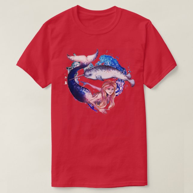 T-shirt Conception de la queue de sirène Narwhal (Design devant)