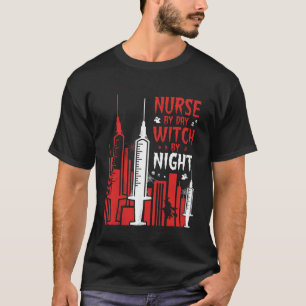 T-shirt Conception de ligne d'horizon Halloween de sorcièr