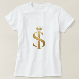 T-shirt Conception de logo SI / IS Monogramme Doré Luxueux