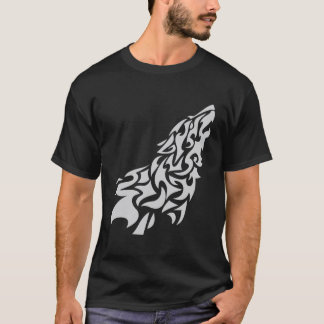 T-shirt Conception de loup hurlante de tribal - Art gras e