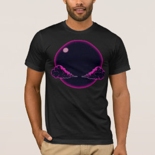 T-shirt Conception de lune avec nuages roses esthétique de