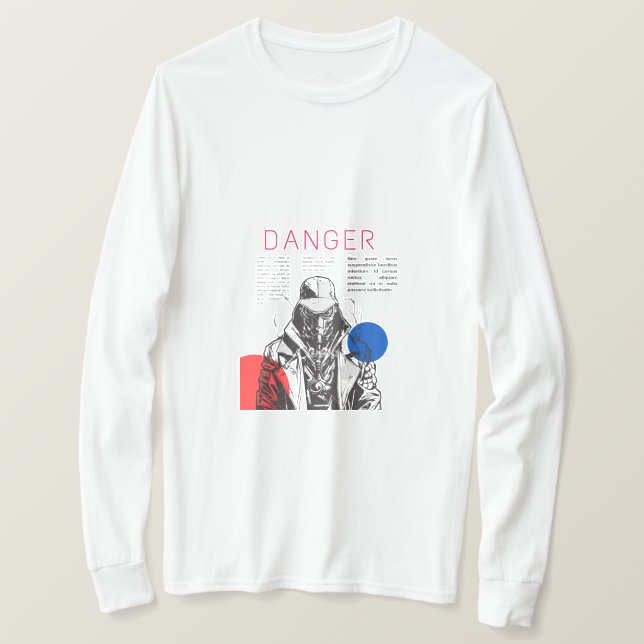 T-shirt Conception de maquette de style de danger (Design devant)