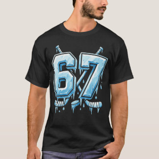 T-shirt Conception de mème de hockey sur glace 6 7  Numéro