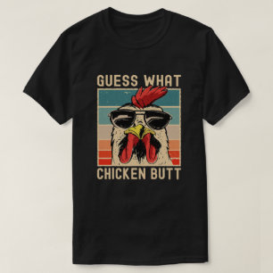 T-shirt Conception de mème de poulet Devinez Ce Bouton de 