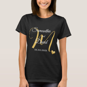 T-shirt Conception de monogramme de mariage avec noms et d