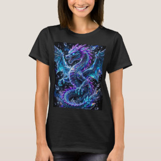 T-shirt Conception de mosaïque de dragon de glace néon