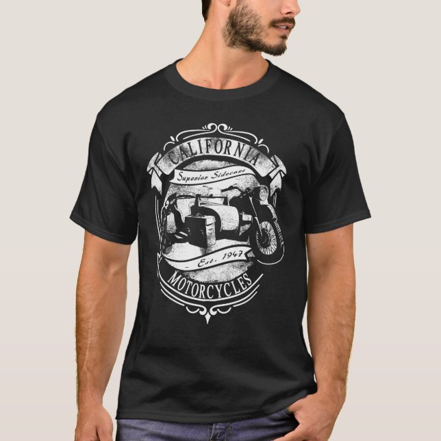 T-shirt Conception de motocyclette SideCar en Californie V (Devant)