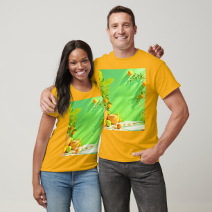 T-shirt Conception de nature morte vibrante orange vert