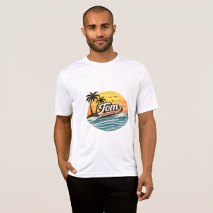 T-shirt Conception de nom de coucher de soleil rétro Tom