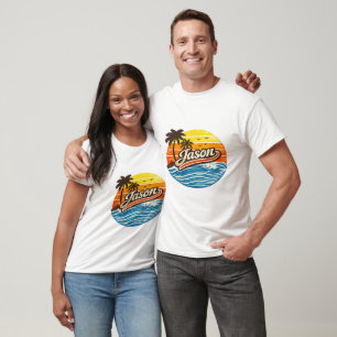 T-shirt Conception de nom Jason Retro Sunset
