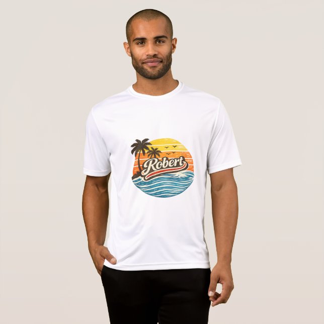 T-shirt Conception de nom Robert Retro Sunset (Devant entier)