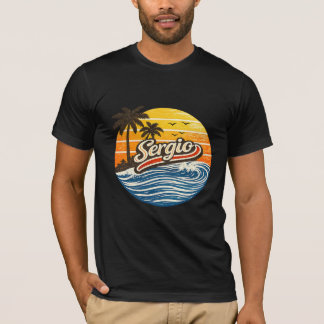 T-shirt Conception de nom Sergio Retro Sunset