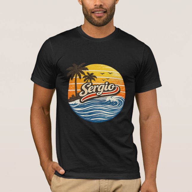 T-shirt Conception de nom Sergio Retro Sunset (Devant)
