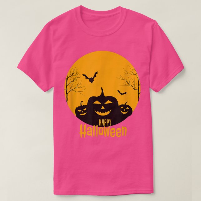 T-shirt Conception de nuit Citrouille d'Halloween simple (Design devant)