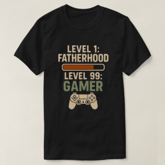 T-shirt Conception de Papa Niveau 1, Joueur Niveau 99