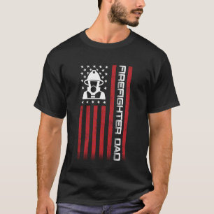 T-shirt Conception de papa pompier de drapeau américain du
