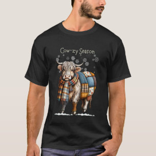 T-shirt Conception de patchwork hivernal vache des Highlan