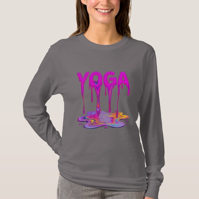 T-shirt Conception de peinture à goutte de yoga (Devant)
