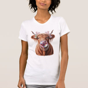 T-shirt Conception de pelle en bubble-gum de vache Highlan