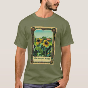 T-shirt conception de pochette de graines de susans aux ye