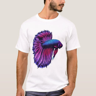 T-shirt Conception de poisson Betta en demi-teinte néon