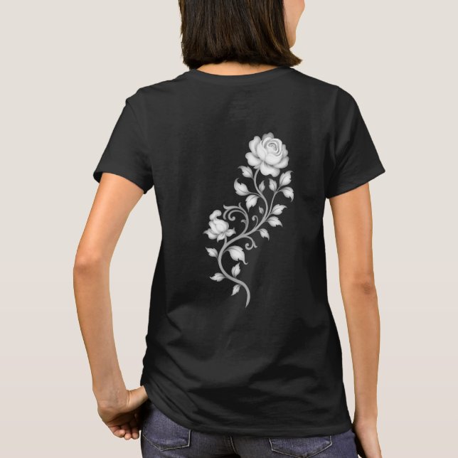 T-shirt Conception de rose de carte de profondeur sur le d (Dos)