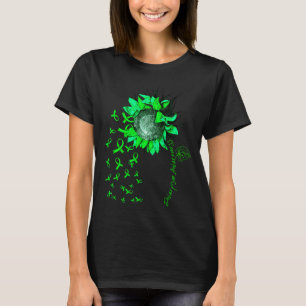 T-shirt Conception de ruban vert tournesol de sensibilisat