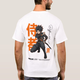 T-shirt Conception de rue de guerrier japonais d'action pr