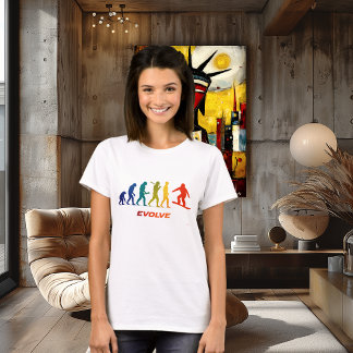 T-shirt Conception de saut de silhouette d'évolution de sn