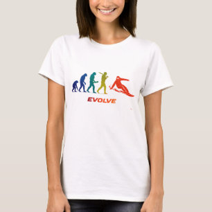T-shirt Conception de silhouette d'évolution de snowboarde
